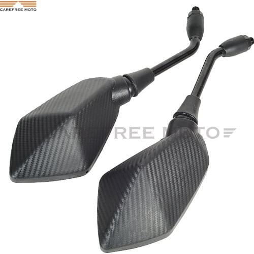 M10 Motorcycle Accessories Rearview Side Mirror Black Carbon Fiber Pattern Mirrors Case for Honda Suzuki Kawasaki 10mm Mirror