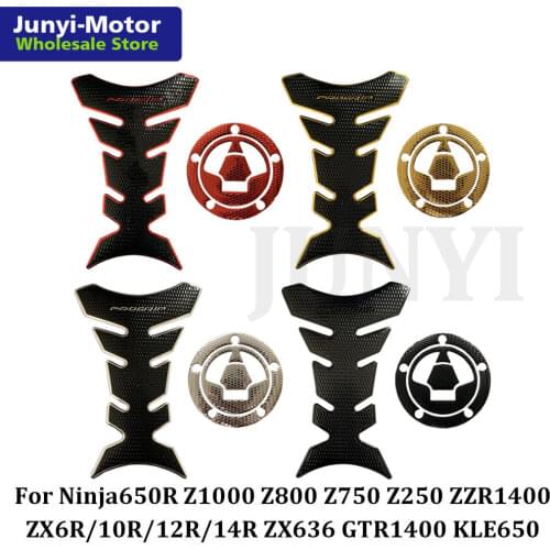For Kawasaki Z1000 Z800 Z750 Z250 ZX6R ZX10R ZX12R ZX14R 3D Raise Fuel Tank Cover Gas Cap Pad Grip Stickers Decal Motorcycle