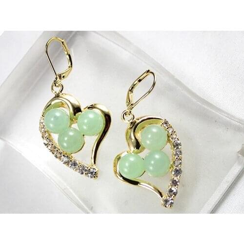 Latest Round Jades With Heart-shape Earring ER00081 8mm