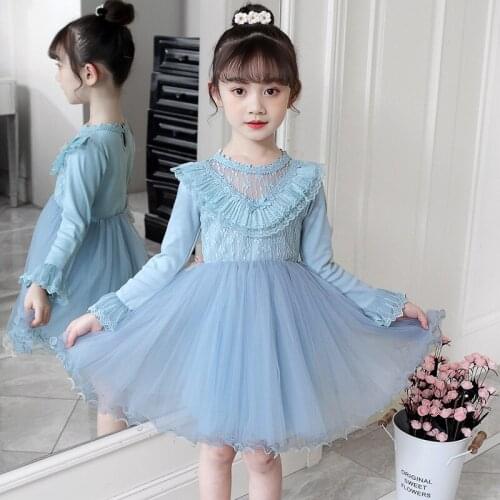 New Summer Kids Lace Dress For Girls Mesh Layered Design Princess Party Wedding Dress For Girls Teenager Clothing 4-13Years Old