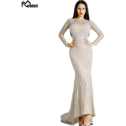 New Fashion Perfect Silver Evening Dress Long Sleeves Shining Formal Elegant Dresses for Prom Zipper Self-Floor Length