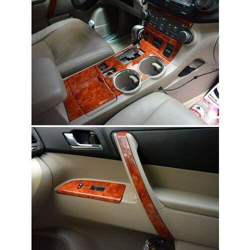 Suitable for Toyota Highlander 09-14 modified 3D carbon fiber/peach wood interior decoration stickers strip patch trim