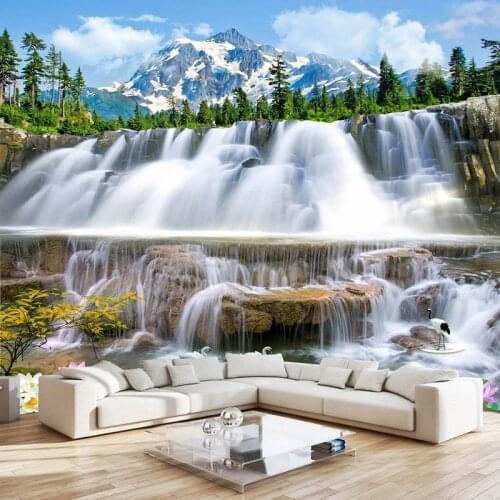Custom 3D Mural Wallpaper Classic Landscape Painting Snow Mountain Waterfall Fresco Living Room TV Sofa Bedroom Papel De Parede