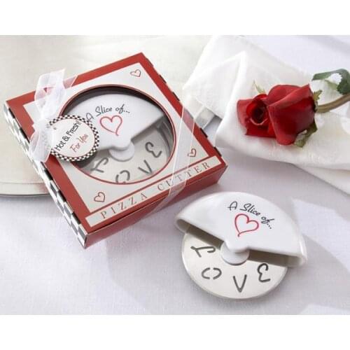 20 Pieces/lot) Unique Wedding favors A Slice of Love Heart Stainless-Steel Pizza Cutter Wedding gift for guests and Party favor