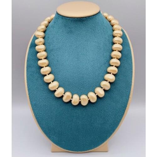 Nugget Shape Gold Shell Pearl Necklace Mother Of Pearl Trendy Jewelry For Women Girls Gifts 18 Inch