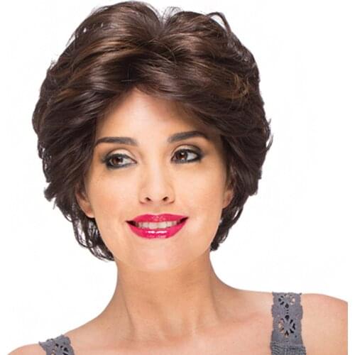 Synthetic Short Curly Hair Wigs for Women Natural Black Brown Wigs Cosplay Daily Use High Temperature Fiber Wigs