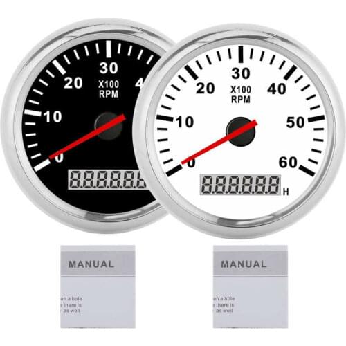 Tachometer Gauge 6000RAM Red Backlight LCD Display 85mm Waterproof 12/24V for Car Boat Yacht