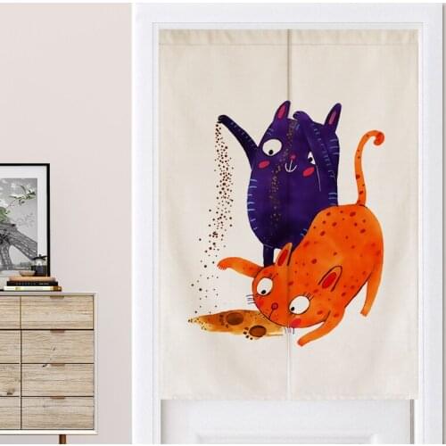 Cartoon Cat Door Curtain Kitchen Bedroom Bathroom Half Curtain Japanese Curtain Noren Room Decoration