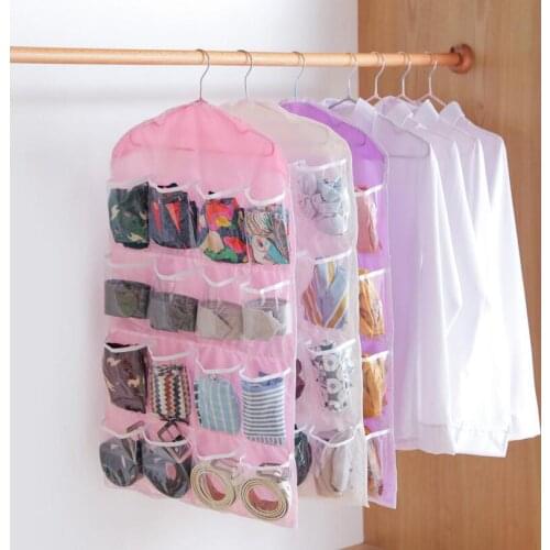 HOT sale Storage Box 16 Pockets Clear Home Hanging tool Bag Socks Bra Underwear Rack Hanger Storage Organizer