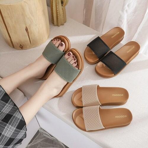 2021 New Roman Sandals Summer Ladies Slippers Trend Korean Version of The Flat Bottom Increased Word Mesh Slippers Women