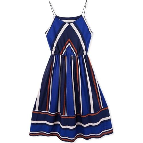 Spring Summer Women Fashion Dresses Geometric Patchwork High Waist Spaghetti Strap Chiffon Dress 2019 Sleeveless V-neck Vestidos