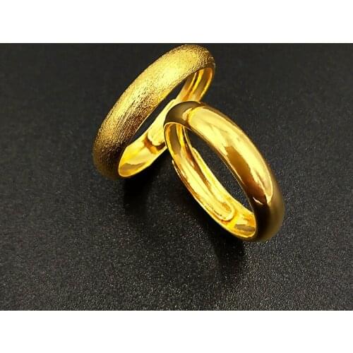 18k Yellow Gold Smooth Matte Ring for Couple Women Men Vintage Wedding Engagement Birthday Fine Jewelry Match Couple Ring Gifts
