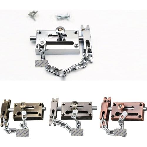 2Pcs Dual Purpose Door Chain Lock Reversal Bolt Latch Intrusion Prevention Guard Anti-theft Chrome Nickel Brushed Red Bronze