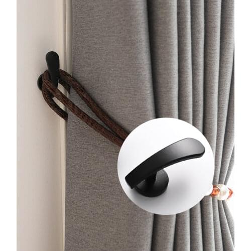 2PC Curtain Hook Curtain Accessories Zinc Alloy Small Curtain Holder Door Handle Hook Flat Angle Silencing Curtain Wall Hook