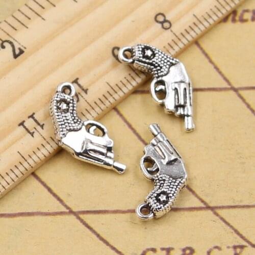 30pcs Charms Pistol Peacemaker Gun 16x13mm Tibetan Silver Pendants Antique Jewelry Making DIY Handmade Craft For Necklace