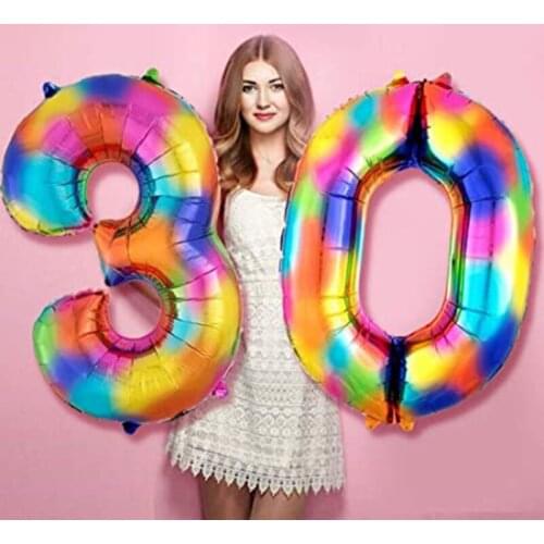 40 inch Giant Crazy Rainbow Number Balloons Foil Balloons Number No. Years Birthday Party Decorations Anniversary Decor