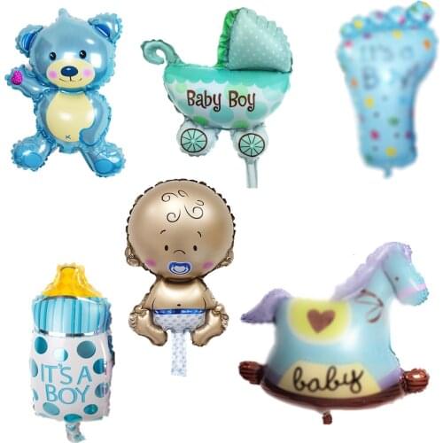 6Pcs/Set Mini Baby Birthday Party Balloons Decoration Boy Girl Baby Shower Balloons Stroller Helium Balls Gender Reveal Balloons