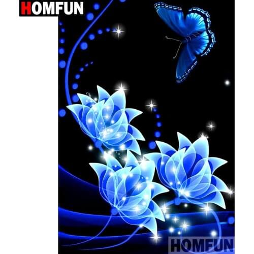 HOMFUN Full Square/Round Drill 5D DIY Diamond Painting "Flower butterfly" Embroidery Cross Stitch 3D Home Decor Gift A11064
