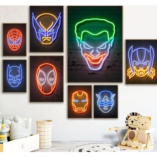 5D DIY Diamond Painting Neon Cartoon Character Posters Movie Anime Man Nursery Wall Art Kids Room Clubroom Pictures Home Decor