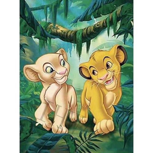 Disney 5D Full Square/Round Diamond Painting Lion King Small Lion Forest King Children Cartoon Diamond Embroidered Cross Stitch