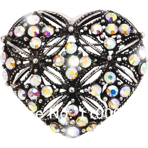 Free Shipping Women Clothing Crystal Brooches Wholesale Heart Brooches For Wedding Invitations X1138