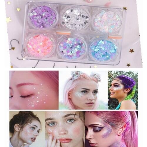 20 Colors Glitter Sequins Eyeshadow No Glue Required Eye Makeup Sticker Love Star Shiny Skin Highlighter Makeup Decoration