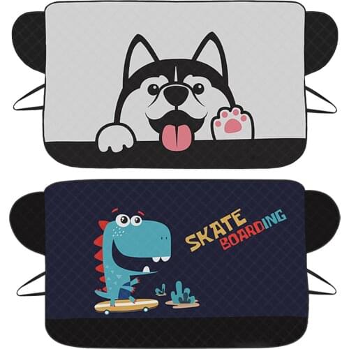 Cartoon Pattern Car Windshield Sunshade Snow Cover Auto Front Window Both Sides Use Protector Anti-theft Design Window Cover