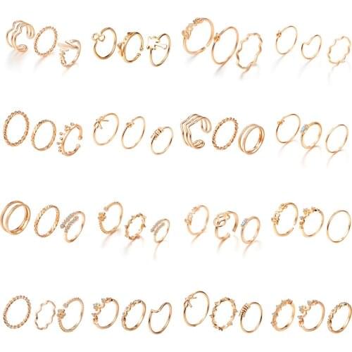 Cxwind Bohemian Toe Ring Gold Charm Crystal Joint Knuckle Rings Sets for Women Finger Band Jewelry anillos wholesale lots bulk