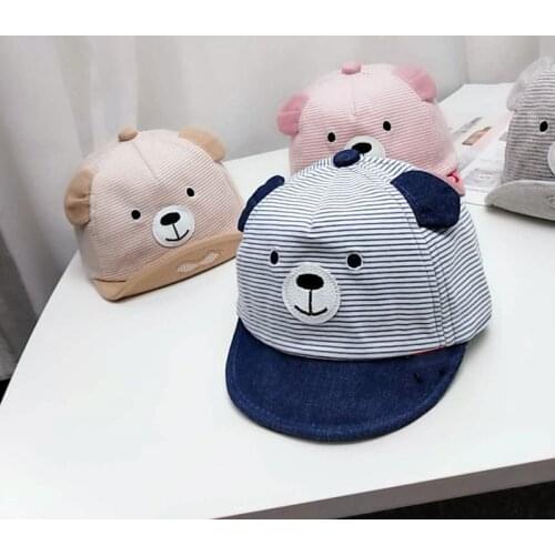 3-12M Cartoon Bear Children Hat Spring Summer New Baby Adjustable Baseball Cap Cotton Newbron Caps Soft Sunhat Baby Accessories