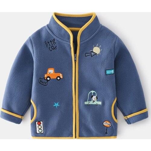 Double Layer Composite Winter Cardigan Cute Cartoon Car Children Boy Coats