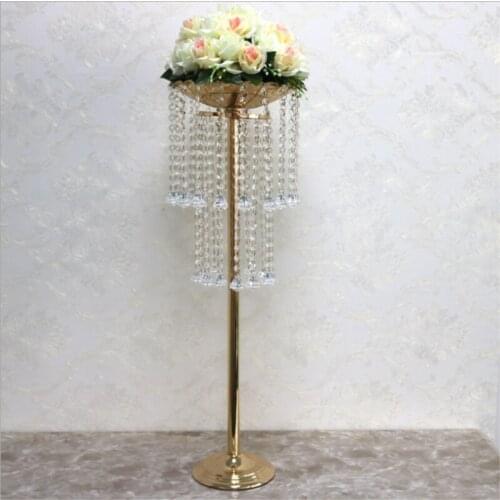 Double layer acrylic crystal bead curtain hotel home dining table decoration wedding road lead flower rack venue layout props