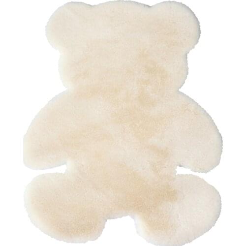 Cute Animal Shaped Rug Artificial Fluffy Cartoon Bear Shaped Carpet Faux Rabbit Hair for Home Bedroom Living Room TS1