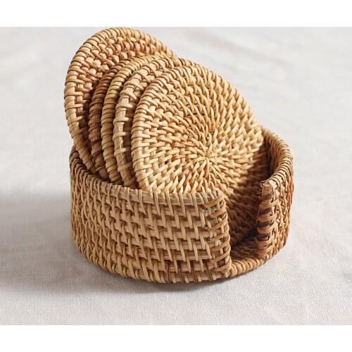 Rattan Insulation Pads, Hand-woven Autumn Rattan Tea Coaster, Cup Holder, Dining Table Coasters, Anti-scalding Mat
