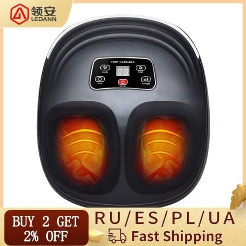 Ledann Air Compression Kneading Electric Black Foot Massage Machine with Infrared Heating Relief Foot Pain Health Care Best Gift
