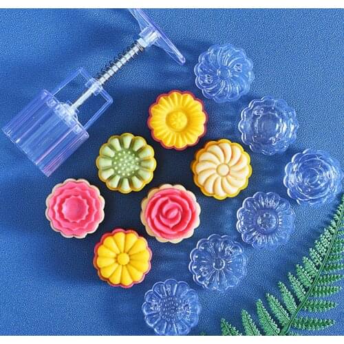 Pastry Tool Mid-Autumn Festival Hand-Pressure Moon Cake Mould Mooncake Mold Flowers Animal DIY Decoration Cookies Press Tool