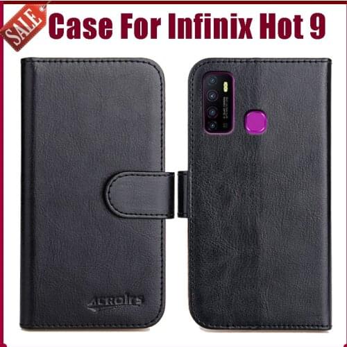 Hot! Infinix Hot 9 Case 6.6" Fashion 6 Colors Flip Soft Leather Phone Wallet Cover For Infinix Hot 9 Case Card Solts