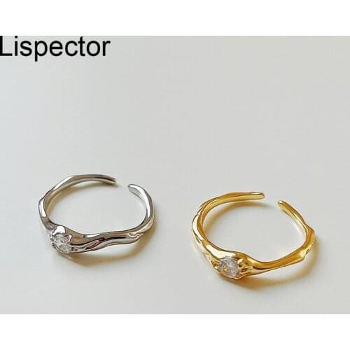 Lispector 925 Sterling Silver Korean Small Zircon Irregular Rings for Women Minimalist Wedding Rings Female Jewelry Couple Gifts
