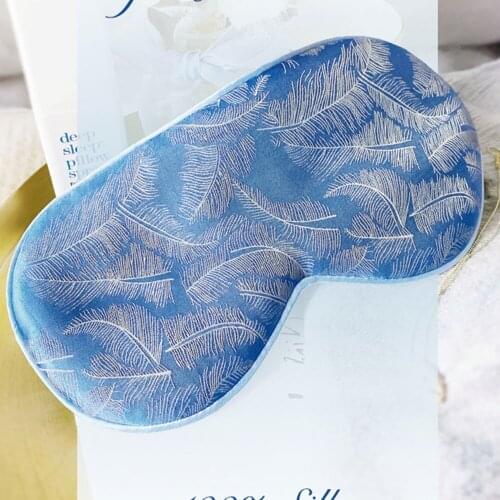 Eyes Mask Gold Feather Light Blue Silk Sleeping Mask Soft Chinese Style Breathable Blindfold Headband Eyepatch Night Mask