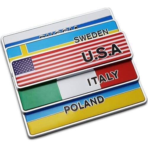 10x Russia Great Britain USA China Germany Italy France South Korea Japan Sweden UK Flags Metal Car styling Emblem Sticker