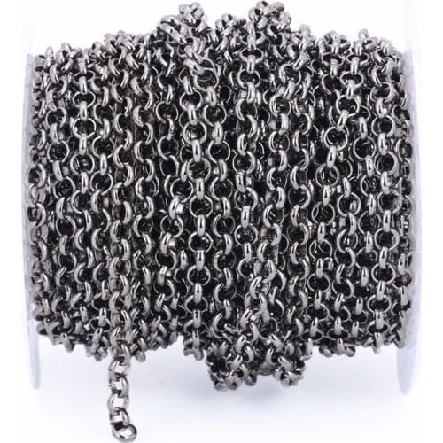 4/4.5/5mm Metal Necklace Bracelet Chains Bulk 2m/lot Antique Bronze/Gold/Silver Open Link Chains For DIY Jewelry Making Findings