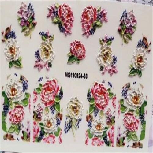 Fashion 3d DIY Nail Sticks Engraved Flowers Empaistic Embossment Painted Nail Decals Manicure Nail Art Hand Decoration Women