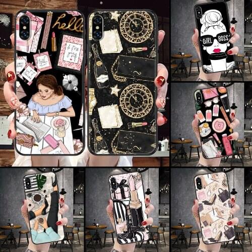 Boss Girl Fashion Luxury Phone Case For iphone 5 5S SE 2 6 6S 7 8 11 12 Mini Plus X XS XR Pro Max black painting prime tpu