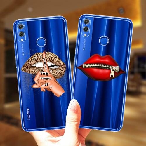 Fashion Leopard Lips Kiss Protective Case For Huawei Honor 50 SE 30 9 10 20 10X Lite Pro 10i 20i 8X 8C 9X Soft Silicone Cover