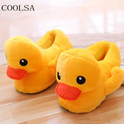 Mens Winter Plush Slippers Cartoon Duck Animal Cotton Shoes mens Fur Slides Indoor Warm Home Slides Male Furry Flip Flops New