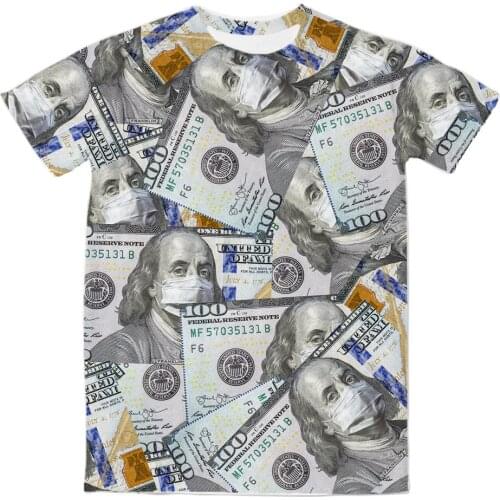 REAL American US SIZE Money Mask Custom Made Sublimation Print Mens Clothing Top T-Shirt