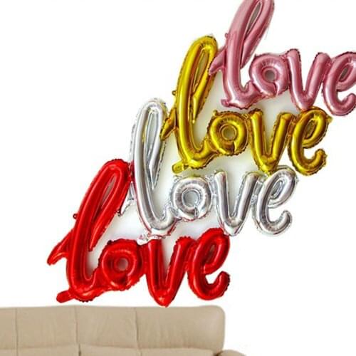 Newcomdigi LOVE Letter Foil Balloon Anniversary Wedding Valentines Party Decoration Balloon Red Champagne