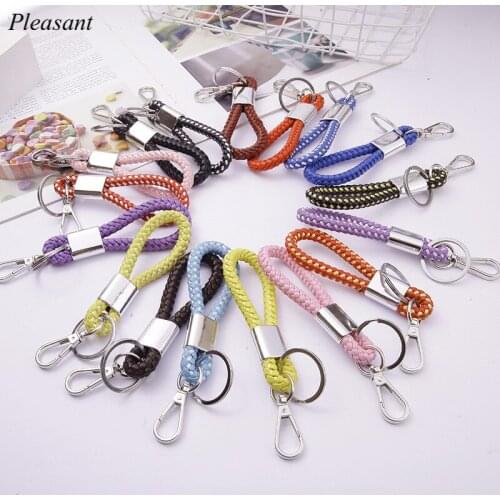 New Creative Hand-woven Pu Leather Cord Keychain Jewelry, High-end Metal Male and Female Car Keychain Accessories