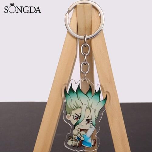 New Anime Dr.Stone Acrylic Keychain Cartoon Figures Dr.STONE Senku Ishigami Two-Sided Keyring Unisex Jewelry Decorations Gifts