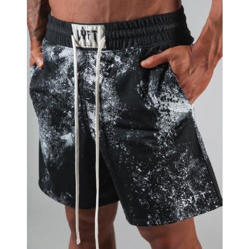 New Splash Ink Gradient Large Size Mesh Breathable Shorts Mens Running Sports Fitness Training Five Points M-3XL