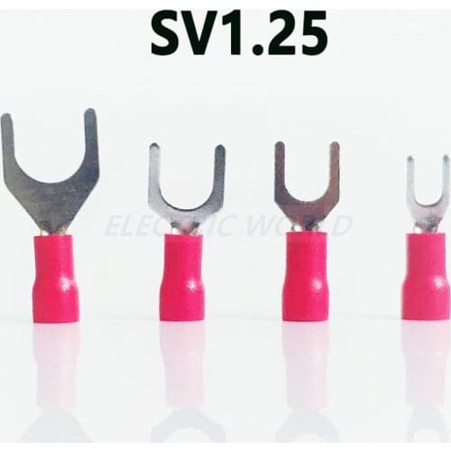 100pcs Wire connector Fork Spade Crimp Insulation Terminal SV1.25-3 SV1.25-4 SV1.25-5 SV1.25-6 Wire Cable Connector terminal